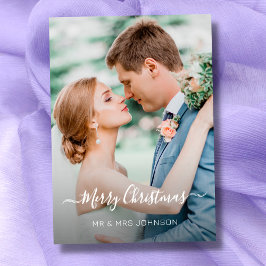 Tarjeta Festiva Navidades Elegante Script Photo 2 Side Design