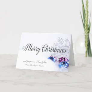 Tarjeta Festiva Navidades elegantes, bolas , compañía de copos de 