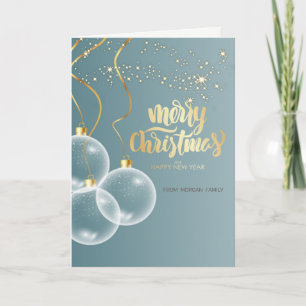 Tarjeta Festiva Navidades elegantes, bolas, Navidades azules de St