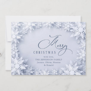 Tarjeta Festiva navidades Elegantes De Copos De Nieve En 3D Saluda