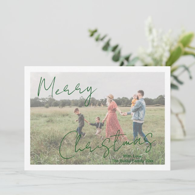 Tarjeta Festiva Navidades elegantes de escritura rusa moderna con  (Anverso de pie)