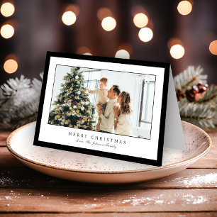 Tarjeta Festiva Navidades elegantes de foto de borde negro mínimo