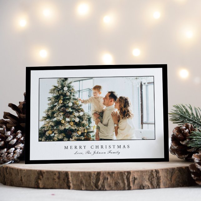 Tarjeta Festiva Navidades elegantes de foto de borde negro mínimo (Subido por el creador)