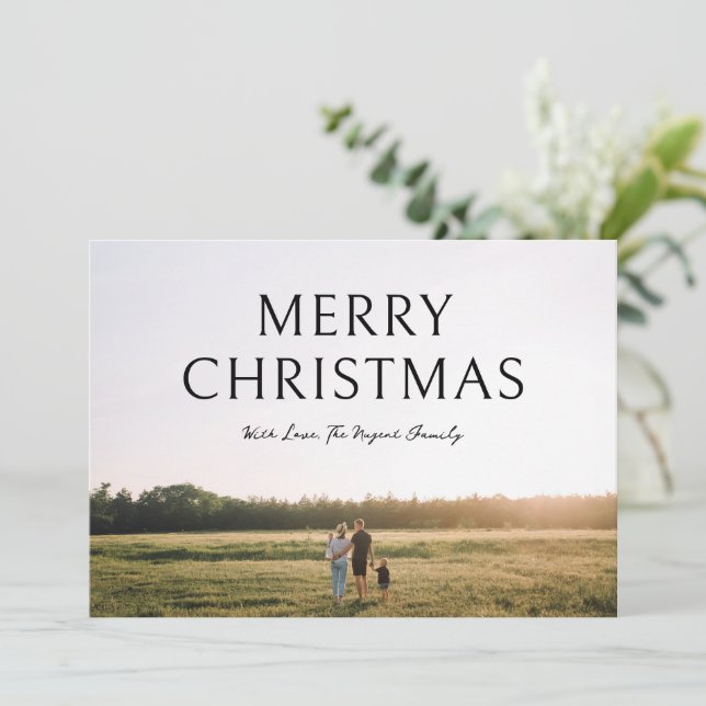 Tarjeta Festiva Navidades elegantes de fotografía de tipografía ne (Anverso de pie)