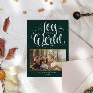 Tarjeta Festiva Navidades elegantes de fotografía familiar y nombr