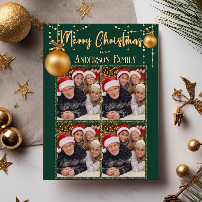 Tarjeta Festiva Navidades elegantes de Green&Gold Four Collages de (Subido por el creador)