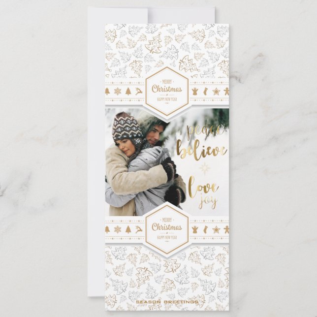 Tarjeta Festiva Navidades elegantes de la foto de amor (Anverso)