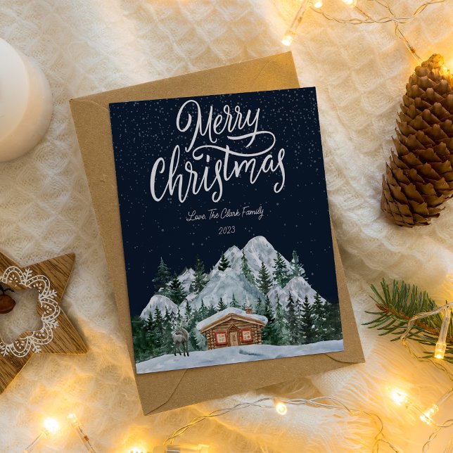 Tarjeta Festiva Navidades elegantes de noche y nieve planean (Subido por el creador)
