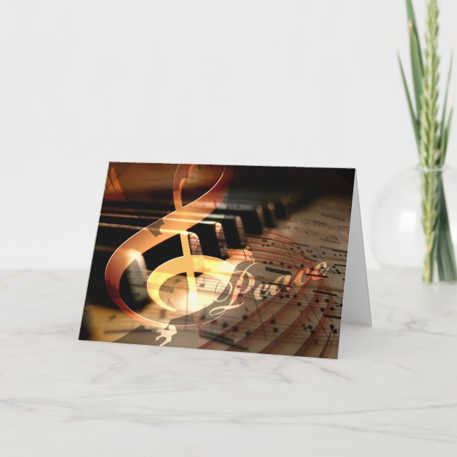 Tarjeta Festiva navidades elegantes de piano dove de la paz Tarjet (Anverso)