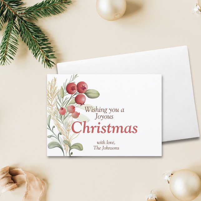 Tarjeta Festiva Navidades elegantes de Red Berries Greenery (Subido por el creador)