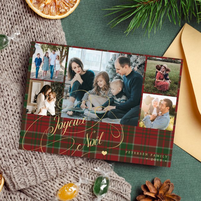 Tarjeta Festiva Navidades elegantes del collage de fotos Joyeux No (Subido por el creador)