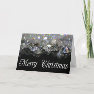 Tarjeta Festiva Navidades elegantes diamantes brillantes de plata 