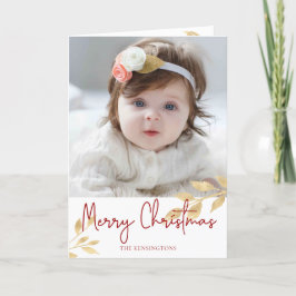 Tarjeta Festiva Navidades elegantes escriben sobre oro deja foto d