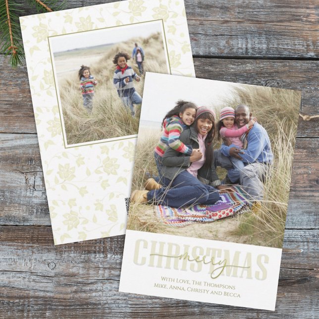 Tarjeta Festiva Navidades Elegantes Fiestas Florales de Oro Dos Fo (Subido por el creador)