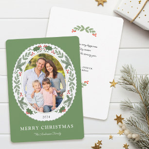 Tarjeta Festiva Navidades elegantes foto de mensaje de vegetación
