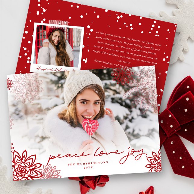 Tarjeta Festiva Navidades elegantes foto de Peace Love Joy Snowfla (Subido por el creador)
