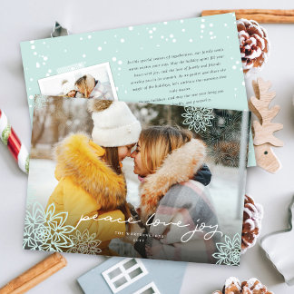 Tarjeta Festiva Navidades elegantes foto de Peace Love Joy Snowfla