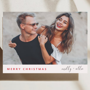 Tarjeta Festiva Navidades elegantes   Foto moderna de pareja de mo