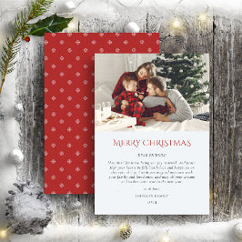 Tarjeta Festiva Navidades Elegantes Fotografía de Blanco Rojo