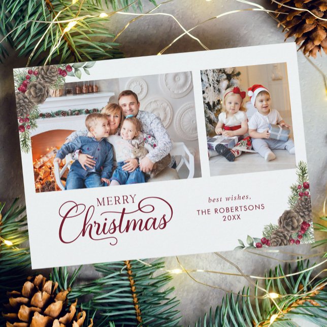 Tarjeta Festiva Navidades elegantes guión botánico 2 foto (Subido por el creador)