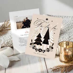 Tarjeta Festiva Navidades Elegantes Modernos Fa La Photo Evergreen