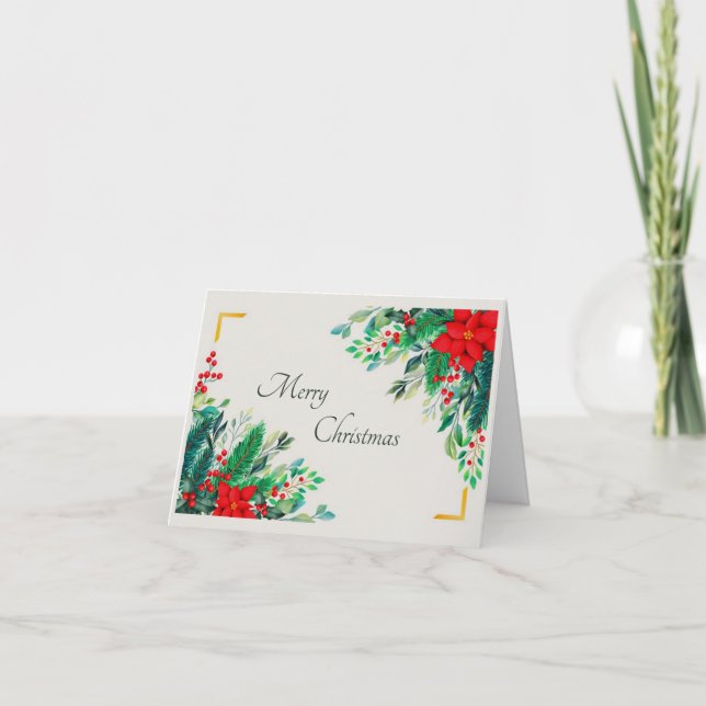 Tarjeta Festiva Navidades elegantes personalizado de flores (Anverso)
