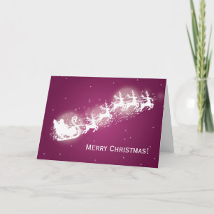 Tarjeta Festiva Navidades elegantes Santa Sparkle Pink