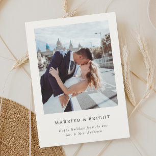 Tarjeta Festiva Navidades elegantes se casan con una foto brillant