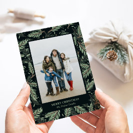 Tarjeta Festiva Navidades elegantes se ramifican en negro | Foto