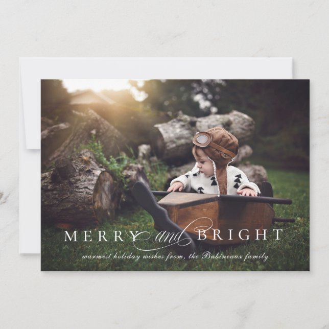 Tarjeta Festiva Navidades Elegantes Y Brillantes Foto (Anverso)