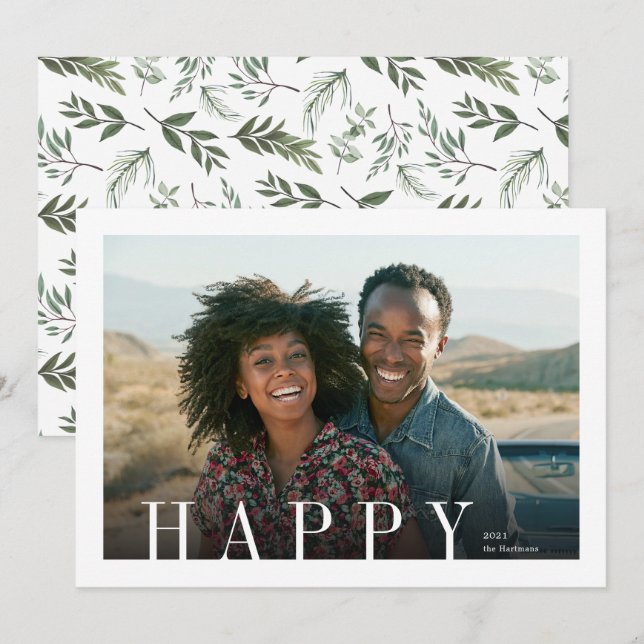 Tarjeta Festiva Navidades elegantes y modernos de fotografía super (Anverso / Reverso)