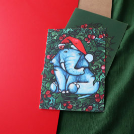 Tarjeta Festiva Navidades Elephant Holly