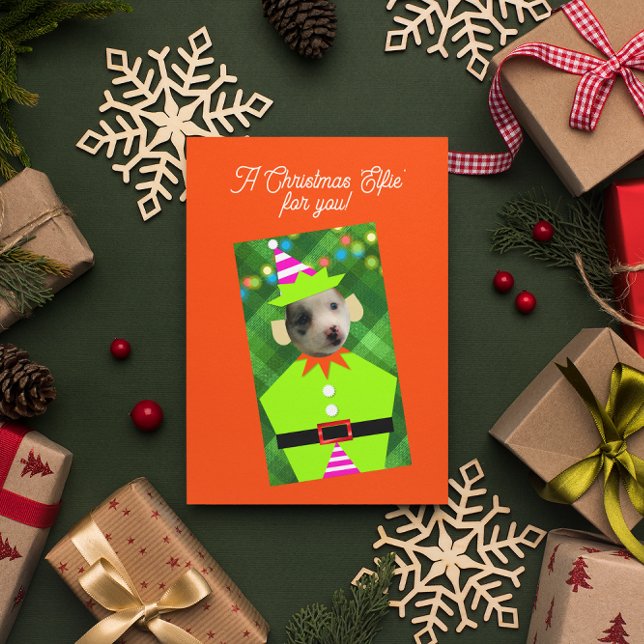 Tarjeta Festiva Navidades Elfie Mascota    Navidades fotográficos (Subido por el creador)