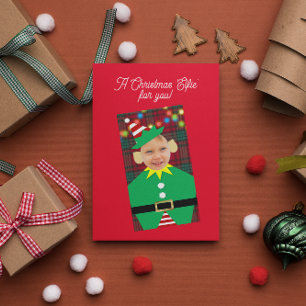 Tarjeta Festiva Navidades Elfie Navidades de fotografía personaliz