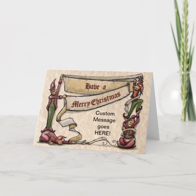 Tarjeta Festiva Navidades Elves (Anverso)