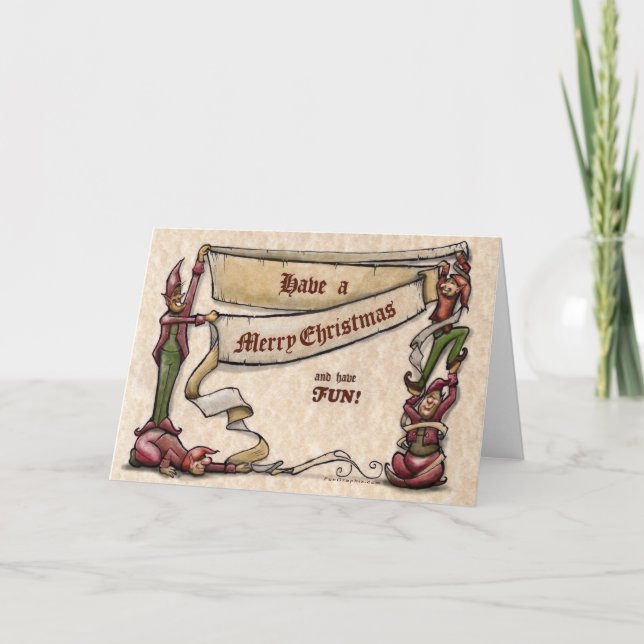Tarjeta Festiva Navidades Elves (Anverso)