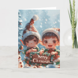 Tarjeta Festiva Navidades Elves Digital Art