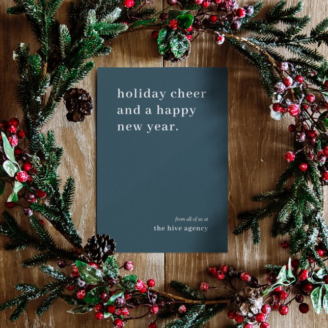 Tarjeta Festiva Navidades empresariales | Moderna empresa de estil (Professional corporate greeting card with clean layout and customizable company message)