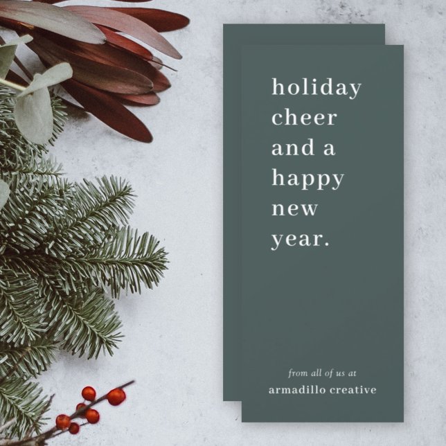Tarjeta Festiva Navidades empresariales | Moderna empresa verde os (Elegant forest green business Christmas card created for stylish, festive, & professional greetings)