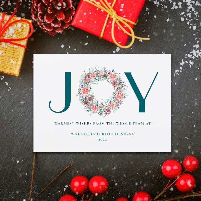 Tarjeta Festiva Navidades empresariales modernos JOY Wreath (Subido por el creador)