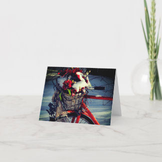 Tarjeta Festiva Navidades en bicicleta