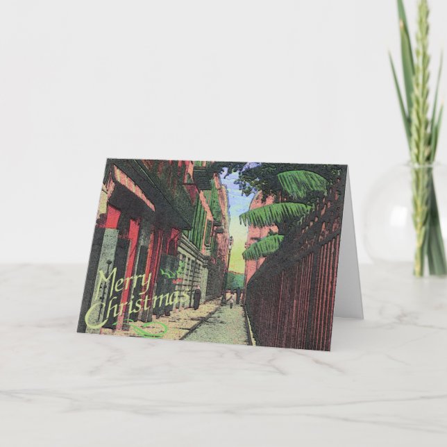 Tarjeta Festiva Navidades En El callejón (Anverso)