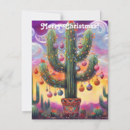 Tarjeta Festiva Navidades en el desierto Saguaro Cactus al suroest