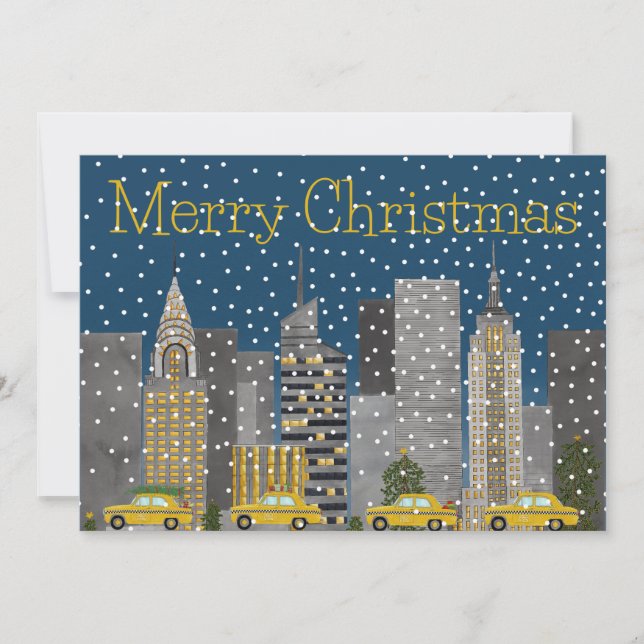 Tarjeta Festiva Navidades en el Personalizable Snowy de la ciudad  (Anverso)