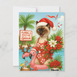 Tarjeta Festiva Navidades en julio Fiesta de piscina para amantes