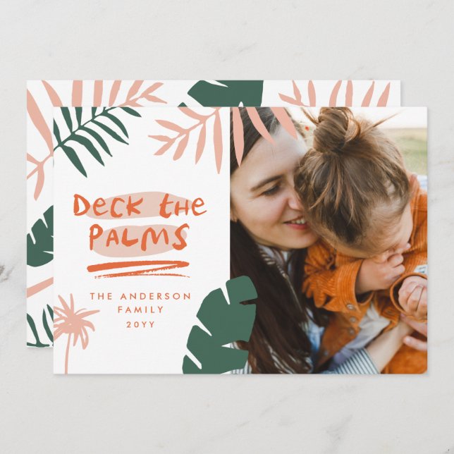 Tarjeta Festiva Navidades en july tropical palmera foto moderna (Anverso / Reverso)