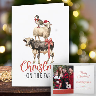 Tarjeta Festiva Navidades en la granja de animales Barnyard