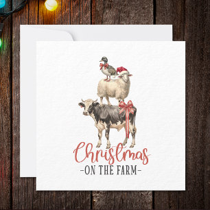 Tarjeta Festiva Navidades en la granja de animales Barnyard