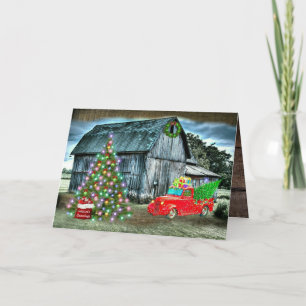 Tarjeta Festiva Navidades En La Granja Rustica
