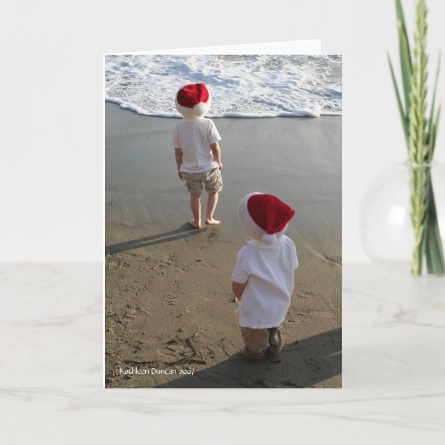 Tarjeta Festiva Navidades en la playa (Anverso)